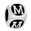 Sparkling Letter M Cube Silver Plated European Beads