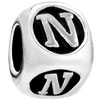 Dice Shaped Letter N Silver Plated European Beads