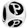 Dice Shaped Letter P Silver Plated European Beads