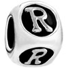 Dice Shaped Letter R Silver Plated European Beads