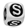 Dice Shaped Letter S Silver Plated European Beads