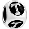 Dice Shaped Letter T Silver Plated European Beads