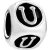 Dice Shaped  Letter   U  Silver Plated European Beads