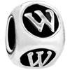 Dice Shaped Letter W Silver Plated European Beads