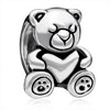 Sleeping Little Teddy Bear Heart Forever Love Fit All Brands Silver Plated...
