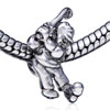 Baseball Player Silver Plated European Beads
