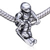 Cool Skier Silver Plated European Beads
