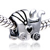 Heart Baby Carriage Silver Plated European Beads