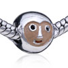 Round Shaped Witty Monkey Silver Plated European Beads