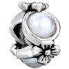 Flower Pearl Silver Plated Crystal European Beads