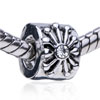 Cylindrical Shaped Letter Z Silver Plated European Beads