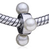 Faux  Pearl  Spacer Silver Plated European Beads