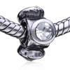 Triplicate Silver Plated Crystal European Beads