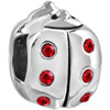 January Garnet Color Birthstone Ladybug Silver Plated Beads Charms Bracelets
