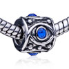 Cylindrical September Sapphire Color Birthstone Silver Plated Crystal European Beads