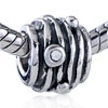 Round Spiral Silver Plated Crystal European Beads