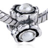 Faux Pearl  Flower  Silver Plated European Beads