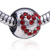 January Birthstone Heart Silver Plated Crystal European Beads