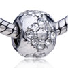August Peridot Color Birthstone Flower Silver Plated Crystal European Beads