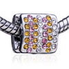 November &amp; October Pink Tourmaline Color Birthstone Mixture Silver Plated Crystal European Beads