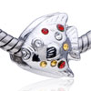 Fish With Birthstones Silver Plated Crystal European Beads