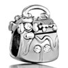 Clear Flower Handbag Silver Plated Crystal European Beads