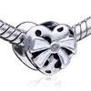 Heart Shaped Bowknot Silver Plated European Beads
