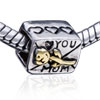 Square Love Mom Two Tone Plated European Beads