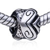 Cylindrical Victorian Heart Silver Plated European Beads