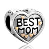 Heart Best Mom Two Tone Plated European Beads