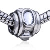 Drum Shaped Baguette Silver Plated Crystal European Beads