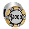 Casino Token Gaming Chip 1000 Crystal Two Tone Plated Beads Charms Bracelets