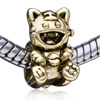 Laughing Fortune Cat Gold Plated European Beads