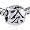  Chinese  Character Tea Silver Plated European Beads