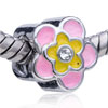 Pink Flower European Charm Bead Bracelet
