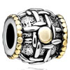 Drum Shaped Heart Two Tone Plated European Beads