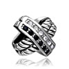 Cross Silver Plated Crystal European Beads