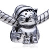 Christmas Cat Silver Plated European Beads