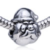  Santa   Claus  Face Silver Plated European Beads