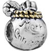 Merry Christmas Present Silver Plated European Beads