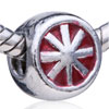Round Union Jack Silver Plated European Beads
