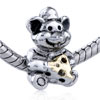 Cute Mouse With Golden Heart Silver Plated European Beads