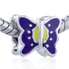 Purple Enamel Butterfly Dangle European Beads