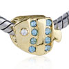 March Birthstone Tropical Fish Gold Plated Crystal European Beads
