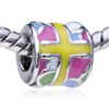 Cylindrical Shaped Colorful Heart European Beads