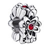  Garnet  Flower Silver Plated European Beads