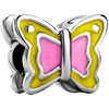 Pink Enamel Butterfly Silver Plated Beads Charms Bracelets