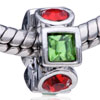Red And Green Silver Plated Crystal European Beads