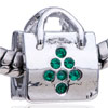  Emerald  Purse Silver Plated Crystal European Beads