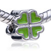 Green Enameled Flower European Beads